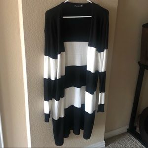 Long Black & White Sweater